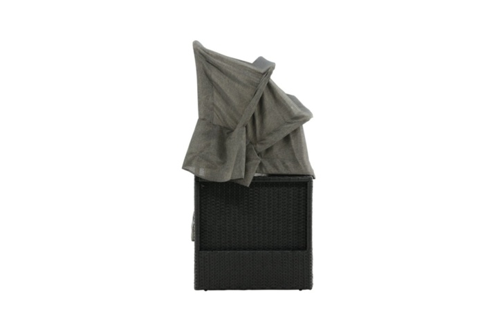 1589848-4 Nopy sol lounge with canopy- svart / grå flätad 60 × 135 × 200 cm