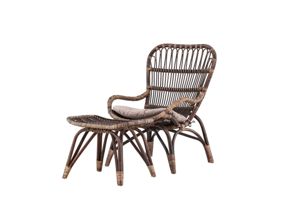 1589875-2 Ella loungestol rotting mörk valnöt / beige Ersätter 76 × 98 × 65 cm