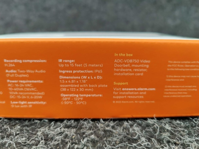 1596132-5 Videodörrklocka Alarm.com ADC-VDB750