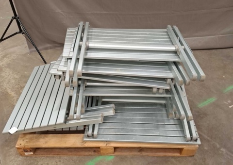 Folding tables, 11 pcs - silver finish, slatted tops