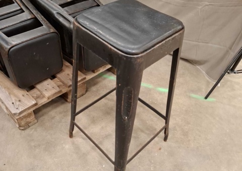 Bar stools, 16 pcs - black, with footrests