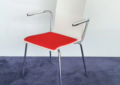 Stol Cafe VII vit/röd/krom 9 stycken