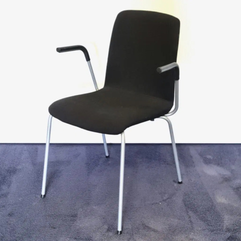 1596357-1 Chair fully upholstered armrests black and silver 7 pieces