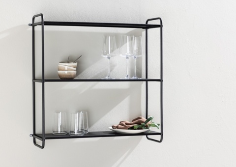 Lyon vägghylla svart / Powder coated järn 62 × 63 × 18 cm