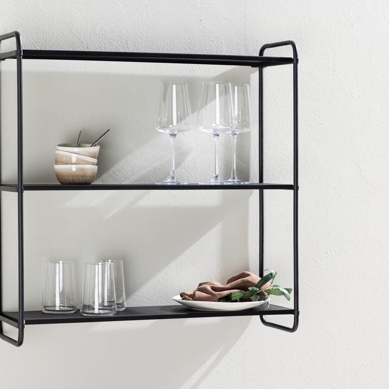 1593281-1 Lyon vägghylla svart / Powder coated järn 62 × 63 × 18 cm