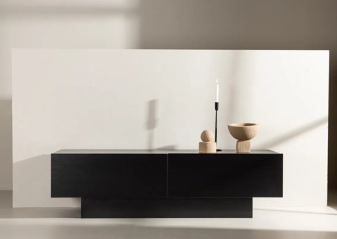 Cuenca tv-bänk svart / svart glas melamine/glass 160 × 45 × 47 cm