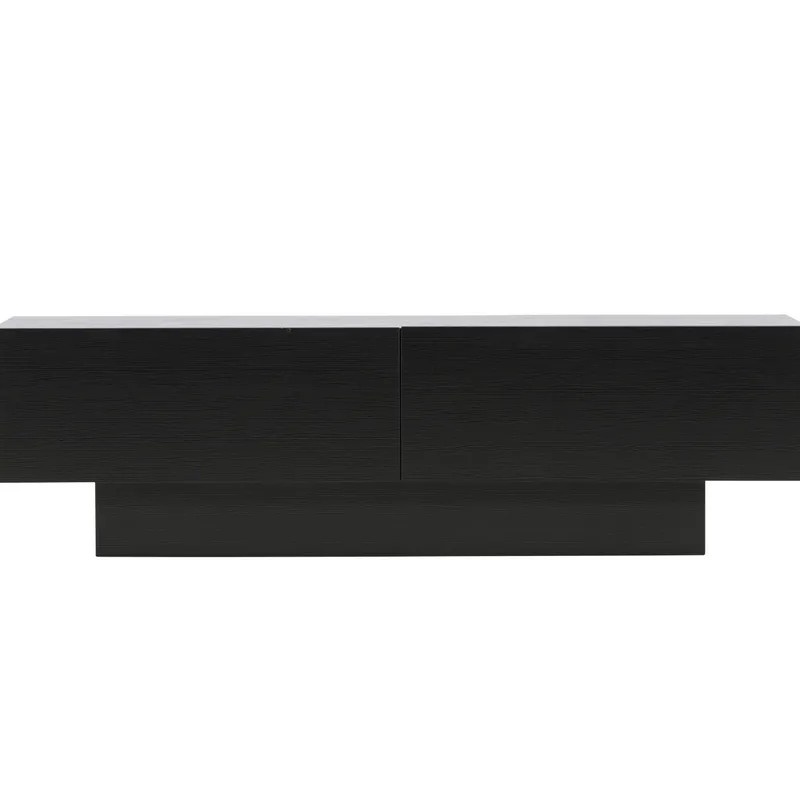 1593323-2 Cuenca tv-bänk svart / svart glas melamine/glass 160 × 45 × 47 cm
