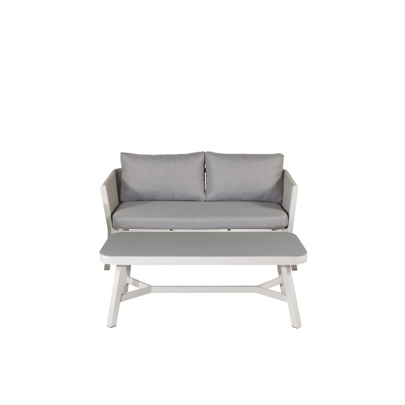 1593366-1 Virya loungegrupp (3+2+1) vit aluminium / grå rep / grå dyna