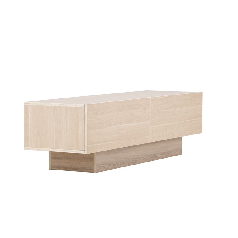 1593390-2 Cuenca tv-bänk vitlaserad / klar glas melamine/glass 160 × 45 × 47 cm