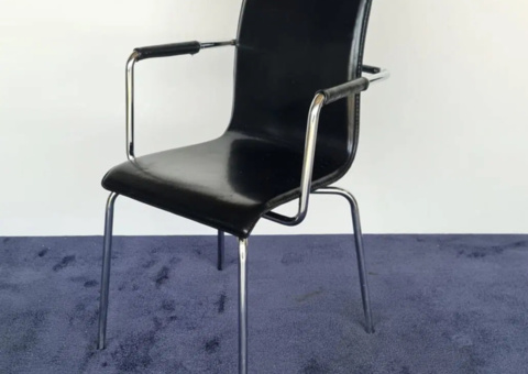 Stol svart konstskinn och krom 14 stycken