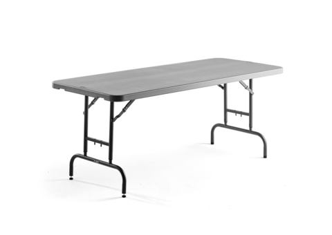 Fällbart bord ROSIE med 4 ställbara höjder 1830x760 mm, mörkgrå