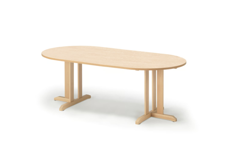 Table KUPOL 2000x1000x720 mm, oval, sound-absorbing linoleum, birch/beige