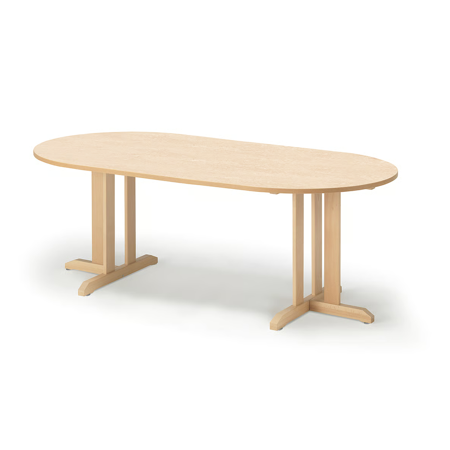 1596567-1 Table KUPOL 2000x1000x720 mm, oval, sound-absorbing linoleum, birch/beige