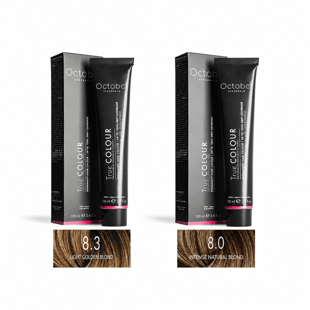 1543372-1 Hair colour - October Stockholm, Light Golden Blond, 8.3 + Intense Natural Light Blond, 8.0