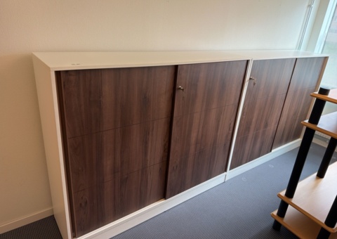 Height-adjustable desk and 3 chests of drawers