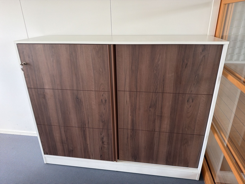 1552393-2 Office furniture with electric desk, storage cabinet, chair and stool