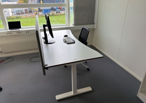 Electric desk, storage cabinet, monitor and computer accessories
