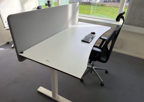 Electric desk, storage cabinet, chair and accessories