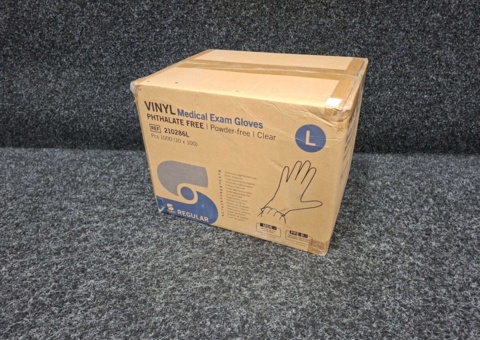 1000 pcs Vinyl Gloves Medical Exam Gloves (Regular, Phthalate-Free), Size L