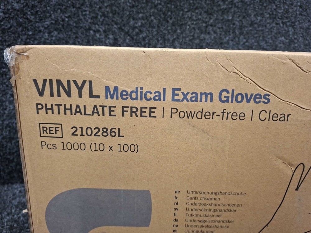 1597161-2 1000 pcs Vinyl Gloves Medical Exam Gloves (Regular, Phthalate-Free), Size L
