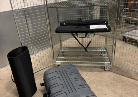 Trade show equipment with transport box