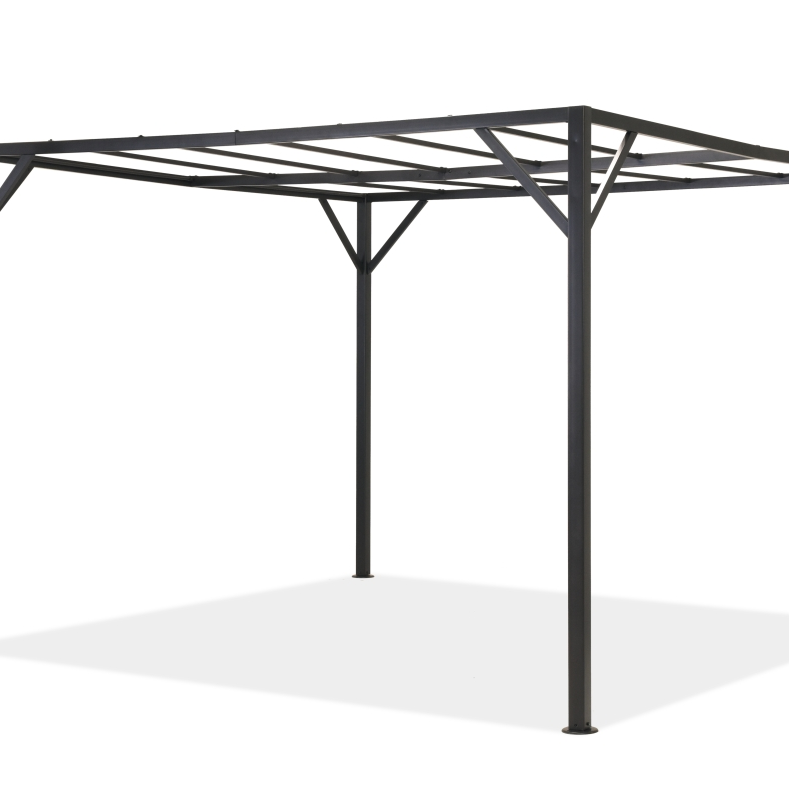1598219-1 Stomme till metallpergola för uteplats Santorini 4 x 4 m antracit Garden Point