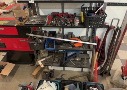 Shelves with tools and accessories
