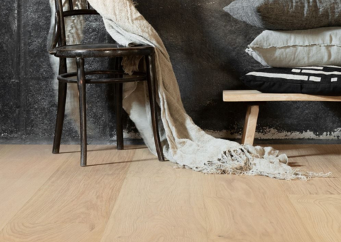 Floor oiled oak Woodura, Misty White, 1-strip, 5-G click floor, 195 sqm, XL, Select