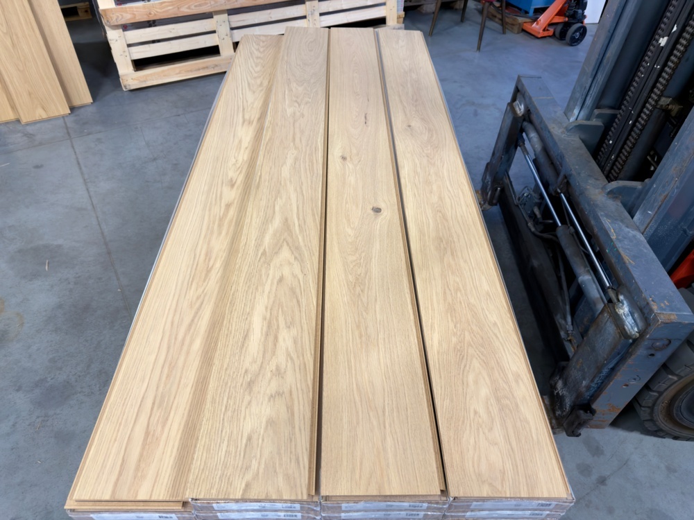 1598823-2 Floor oiled oak Woodura, Misty White, 1-strip, 5-G click floor, 195 sqm, XL, Select
