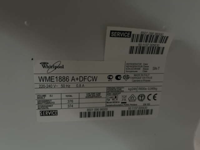 1545103-5 Kylskåp - Whirlpool WME1886 A+DFCW