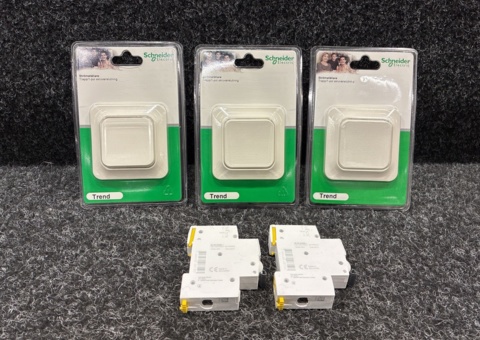 3 st Strömställare & automatsäkringar, Schneider Electric