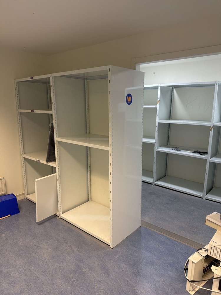 1594743-1 Sheet metal shelves 13 sections and sheet metal cabinet with filter