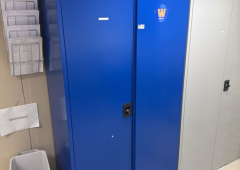 Metal cabinet with various contents