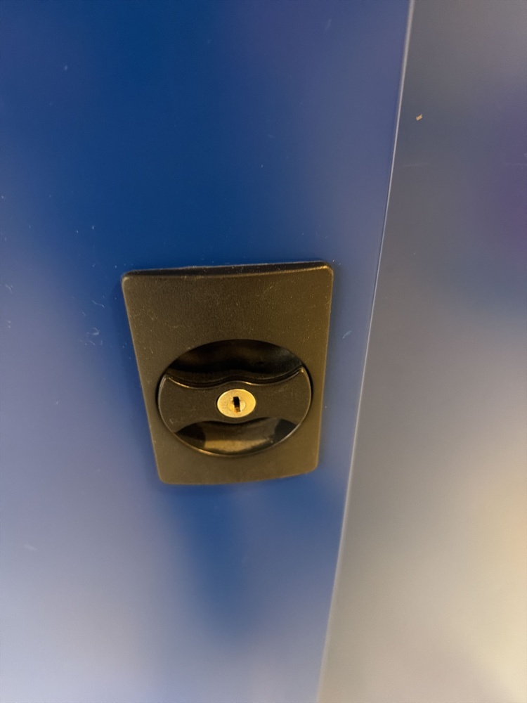 1594760-2 Metal cabinet with contents and desk