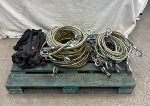 Stållinestroppar 1T/2m 10 st + 1T/4m PVC-hölje 10 st + 10st slings 1,5m