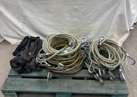 Stållinestroppar 1T/2m 10 st + 1T/4m PVC-hölje 10 st + 10st slings 1,5m