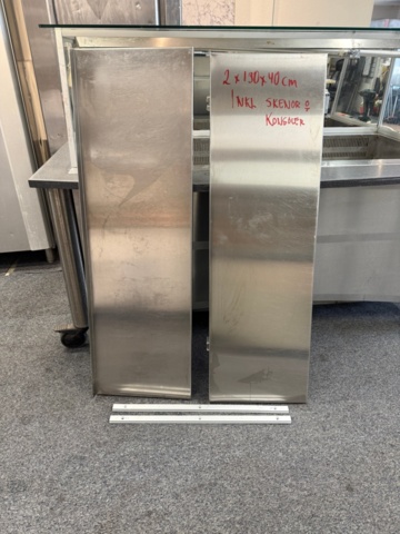 1141702-1 Stainless steel shelves 2 pcs incl rails/brackets. Approx. 130x40 cm