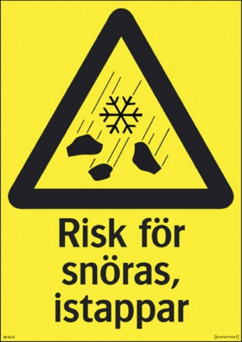 1601525-1 Varningsskyltar, 30 st - Systemtext, risk för snöras och istappar, 210 × 297 mm