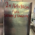 1141705-3 Rostfria hyllplan 2 st inkl skenor/konsoler. Ca 160x30 cm