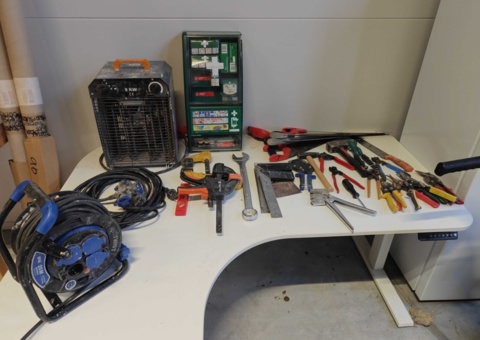 Hand tools, heater fan and extension cable