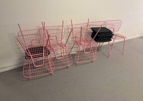 Chairs with cushions, pink - 8 pcs.