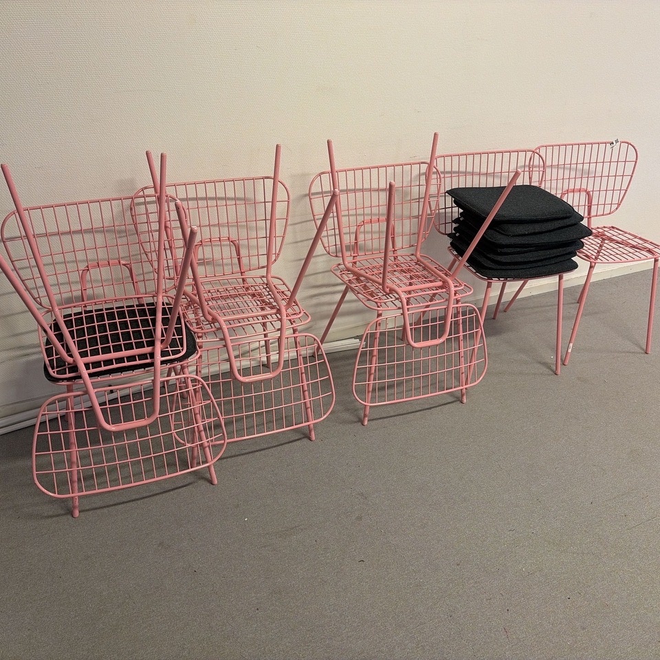1594777-1 Chairs with cushions, pink - 8 pcs.