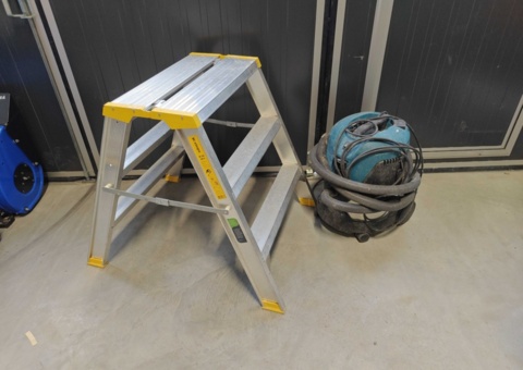 Stepladder and industrial vacuum cleaner