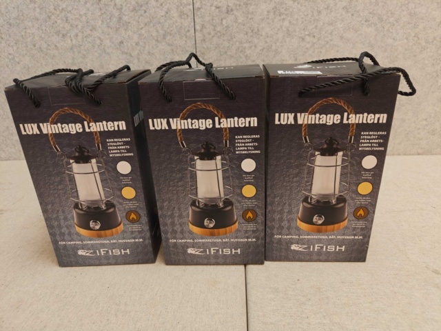 1485817-1 Uppladdningsbar LED-lampa/lykta 3st IFISH LUX Vintage Lantern