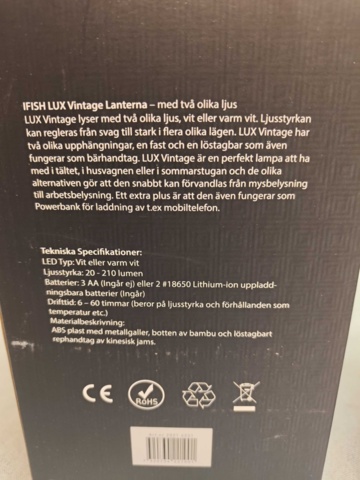 1485818-3 Uppladdningsbar LED-lampa/lykta 2st IFISH LUX Vintage Lantern