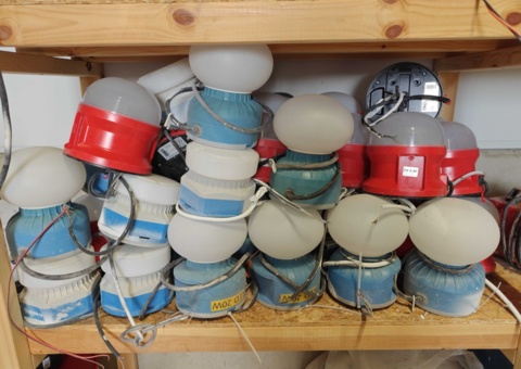 Lot of work lights for construction sites