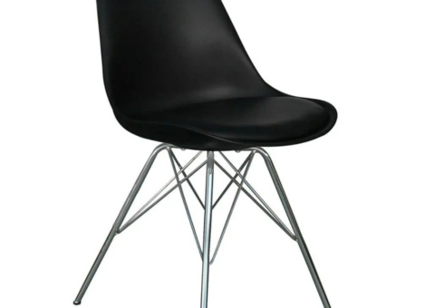 Stol Shell Svart/Krom stoppad sits 6 stycken