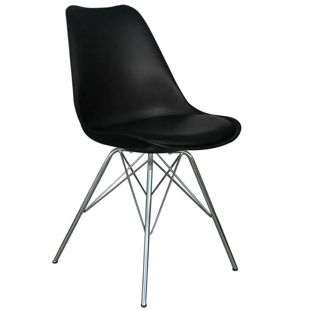 1602595-1 Chair Shell Black/Chrome upholstered seat 6 pieces