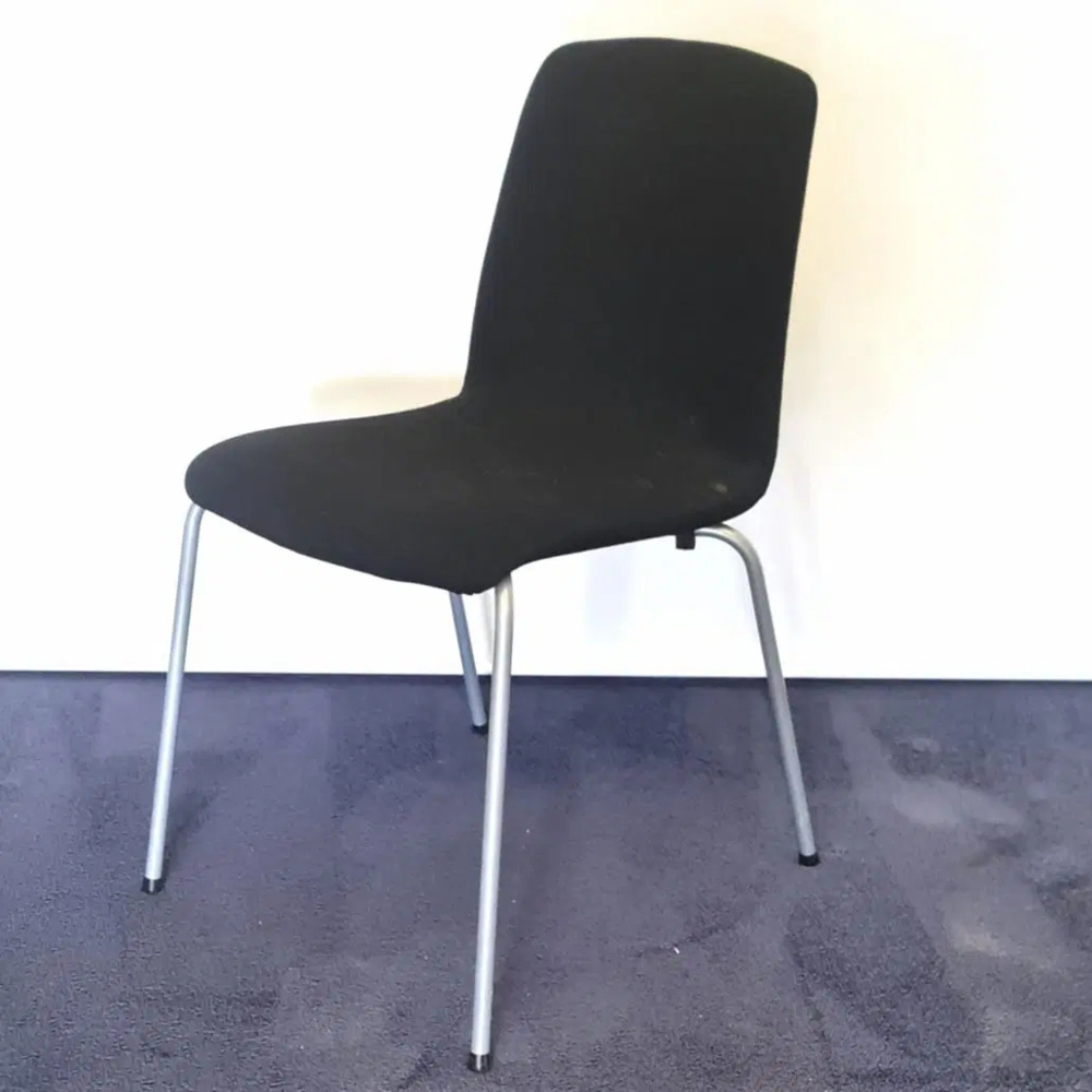 1602600-1 Chair fully upholstered black and silver 8 pieces
