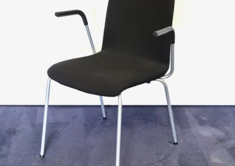 Stol helklädd armstöd svart och silver 8 stycken